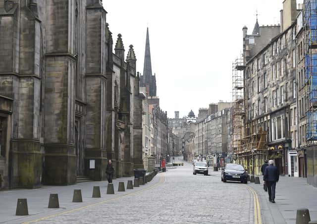 The streets of Edinburgh are virtually deserted as the lockdown continues (Picture: Greg Macvean)