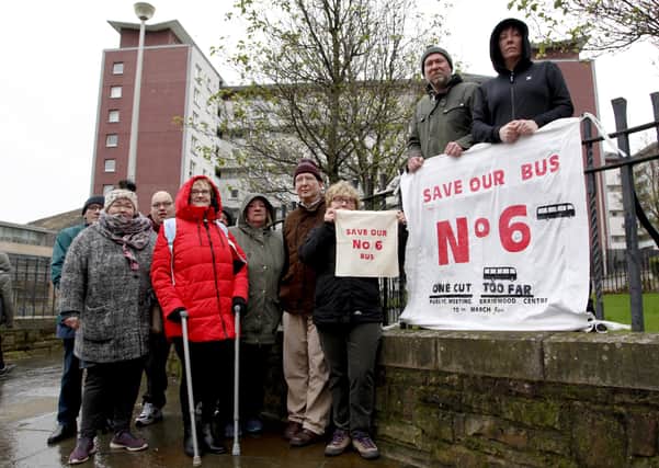 Dumbiedykes residents protest against the loss of the No.6 bus service. Picture: Alistair Linford