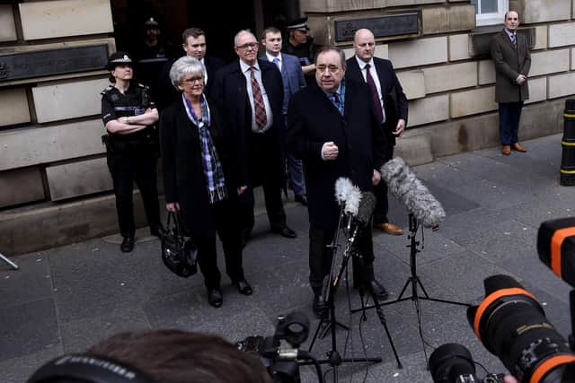 Alex Salmond faces the media after being cleared of all charges at the High Court in Edinburgh (Picture: Lisa Ferguson)