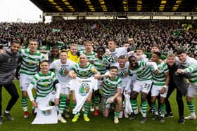 Celtic's players celebrate the Ladbrokes Premiership title in 2019. Picture: Craig Williamson/SNS