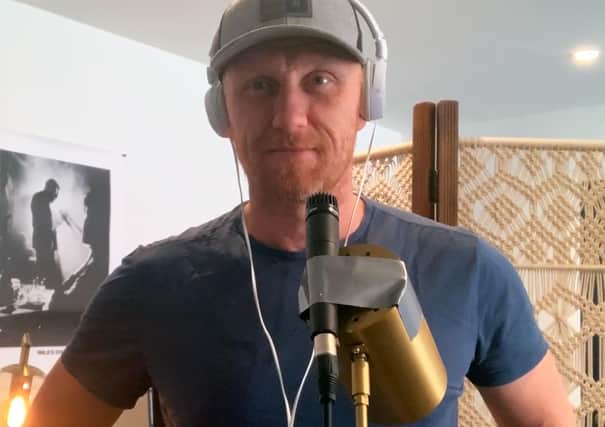 Kevin McKidd in his temporary studio for the Speyside Sessions recording