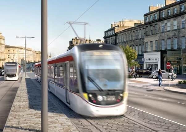 An artist’s impression of the extended line showing trams on Elm Row