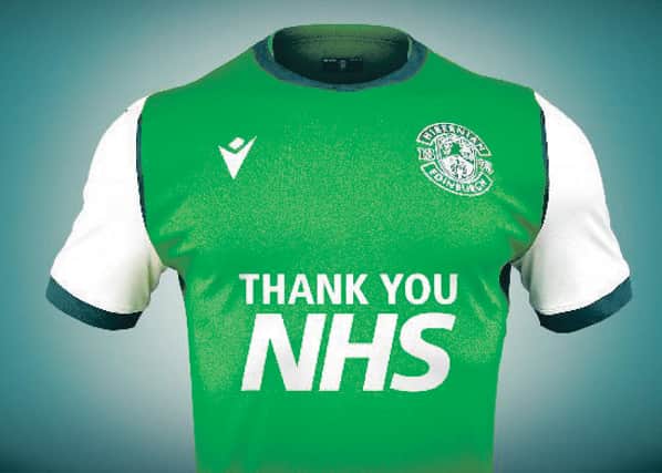 Hibs' strip for next season will pay tribute to the National Health Service. Picture: Hibernian FC