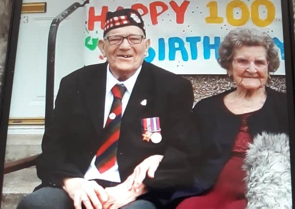 VE Day veteran George Simpson celebrating his 100th birthday with his wife Elizabeth (Betty).