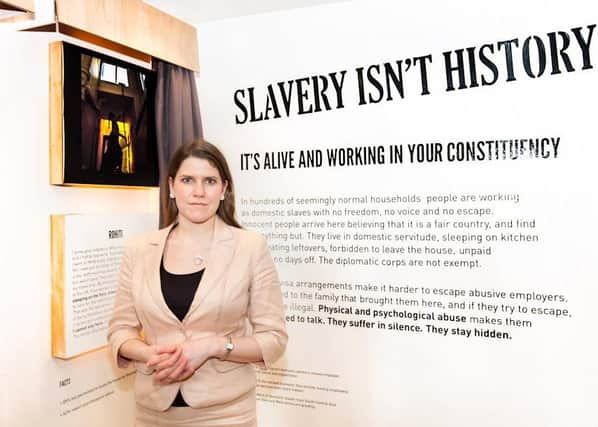 Former Lib Dem leader Jo Swinson makes her point during an exhibition