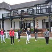 Seven of the new lady members at Royal Burgess Golfing Society were welcomed at the Barnton club today by captain Bill Mattocks. Picture: Royal Burgess GS