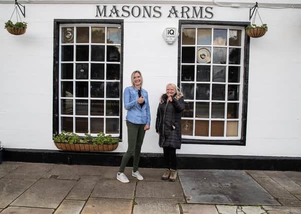 Masons Arms (Paddy's) in Loanhead. Dawn (on left) and Joyce the licensee (on right). Photo by  Joe Gilhooley.