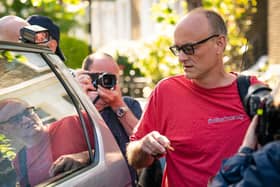 Dominic Cummings runs the media gauntlet outside his home following the weekend's revelations (Picture: Aaron Chown/PA Wire)