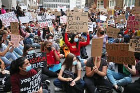Pupils protest outside the Department for Education in London in response to the downgrading of A-level results before the UK Government's U-turn on the decision (Picture: Jonathan Brady/PA Wire)
