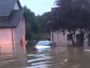 Flooding in Pytholl Court, Broxburn last week videoed by Aimee Miller (Picture: PA)