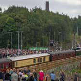 Crowds gathered at Newtongrange Train Station to greet the Queen when she opened the line in 2015.