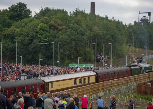Crowds gathered at Newtongrange Train Station to greet the Queen when she opened the line in 2015.