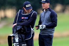 Calum Hill, right, with his brother who is working as his caddy.