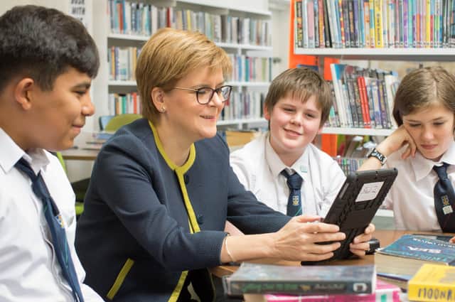 First Minister Nicola Sturgeon with Portobello High School students (Picture: Alastair Watson)