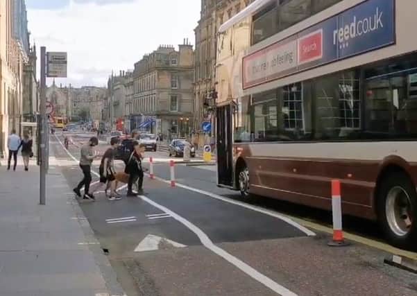 A 'floating' bus stop introduced as part of Edinburgh's Spaces for People

scheme (Picture: Councillor Scott Arthur)
