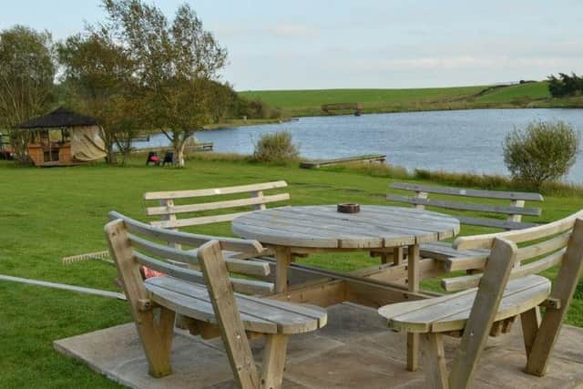 A new picnic table at Rosslynlee Fishery