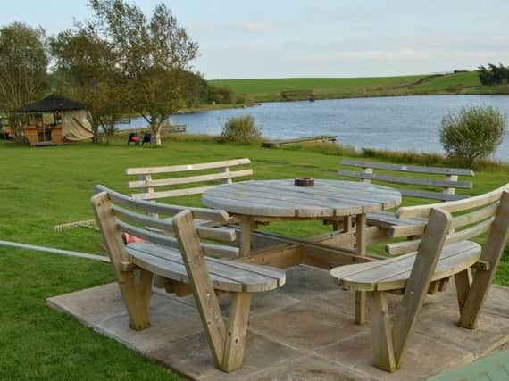 A new picnic table at Rosslynlee Fishery