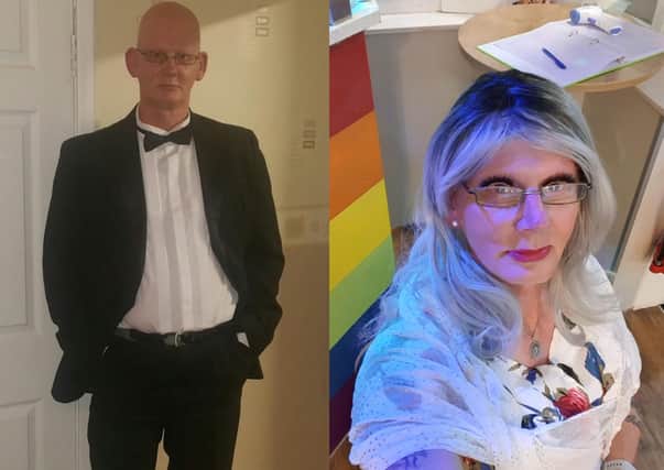 Sapphire Abigail Winters from Penicuik, pictured before and after coming out as transgender.