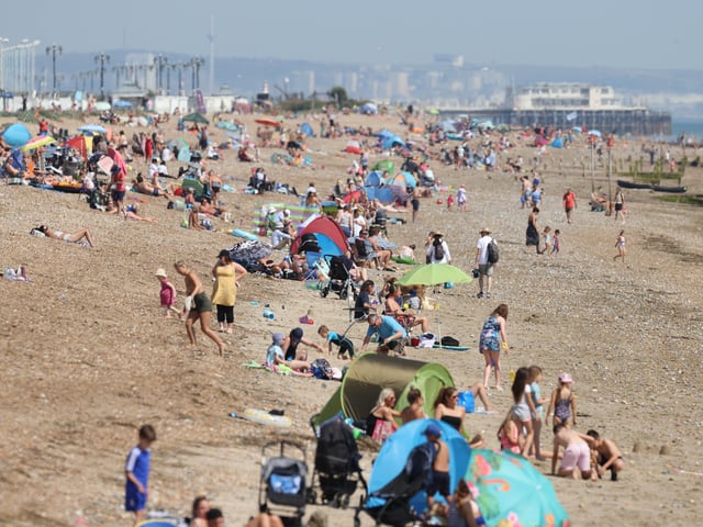 Plenty of activity on the beach in Worthing and Goring