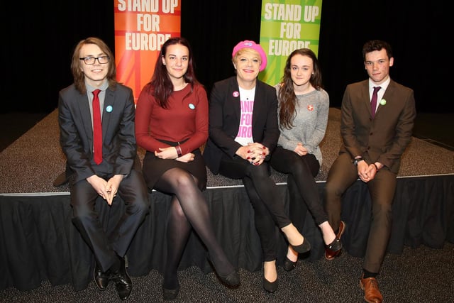 Vote Remain: Corby: Eddie Izzard talks to Corby Business Academy on a Stand Up For Europe tour to encourage young people to vote in the EU Referendum Wednesday, June 15 2016