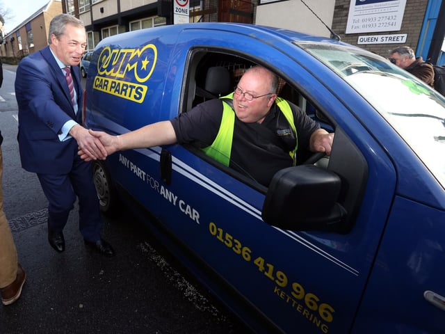 Nigel Farage greets well-wishers in Wellingborough