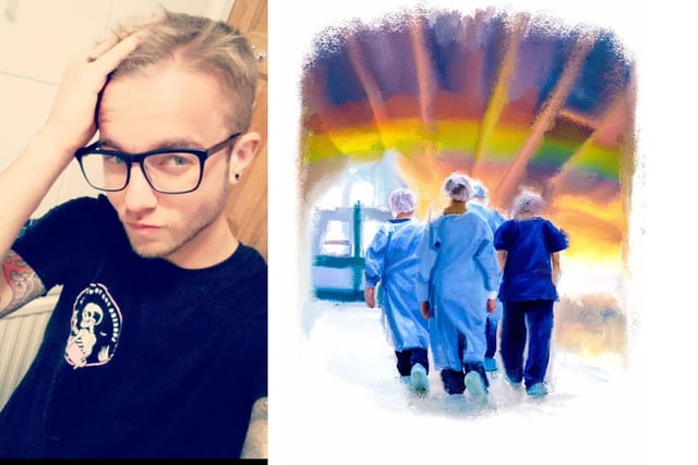 Daniel Hull, a porter at St Richard's Hospital, raises funds for the NHS with his artwork