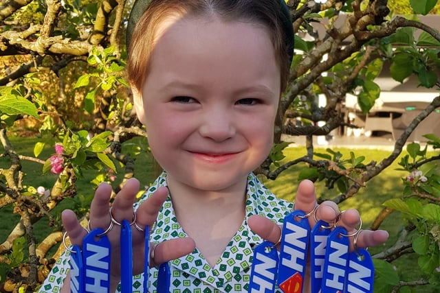 Five-year-old Freyja Greig is making and selling hero keyrings to raise fund for the NHS