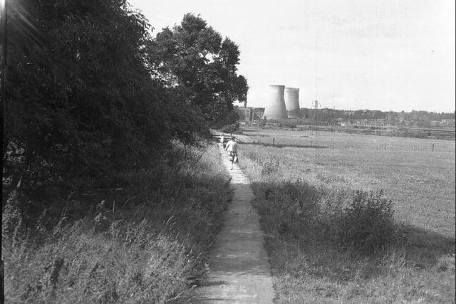 Midsummer Meadow with Northampton Power Station and cooling towers
