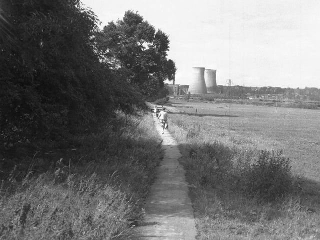 Midsummer Meadow with Northampton Power Station and cooling towers