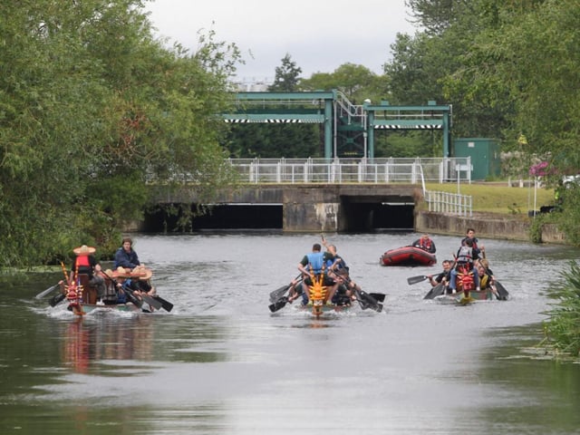Northampton's Dragon Boat Race takes place on the Nene at Midsummer Meadow in 2011