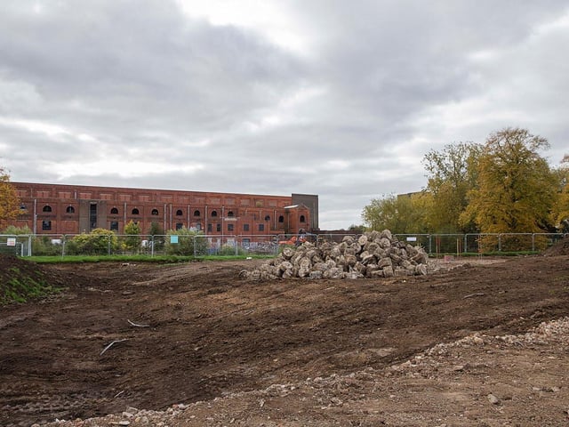 Midsummer Meadow car park, Bedford Road, Northampton. Work begins on site of new Uni of Northampton campus in 2015