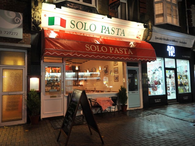 Solo Pasta, Cornfield Road, is a compact restaurant and serves pasta, risotto, classic Italian dishes and seafood.