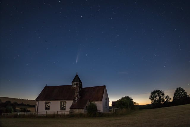 The night sky over church on the South Downs by Paul Rogers SUS-220702-091125001