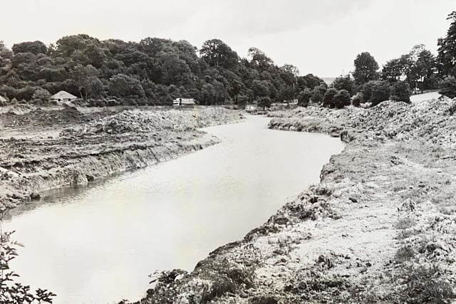 Clays and Fevers Field, Bramber, new lake taking shape along the course of a narrow stream in July 1981