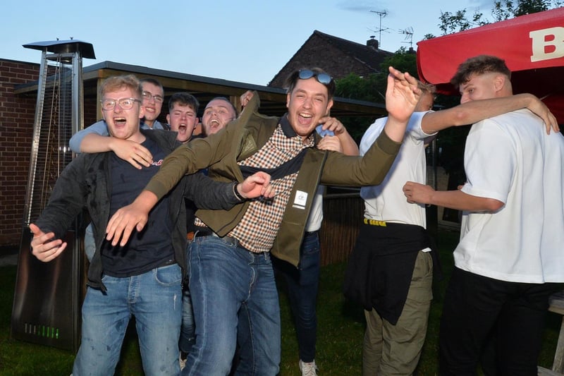 Fans enjoy the 4-0 England victory at the Royalist pub on Western Avenue in Market Harborough.