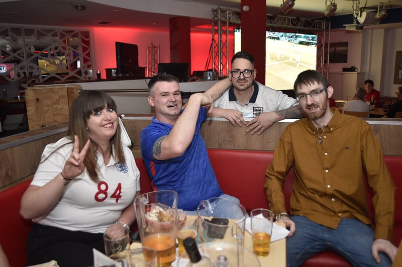 England football fans watching the Ukraine game at  Coyotes Bar and Grill at New Road EMN-210307-221113009
