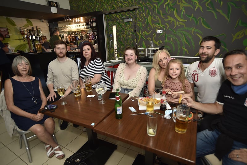 England football fans watching the Ukraine game at the Willows Cafe Bar at Central park EMN-210307-221230009