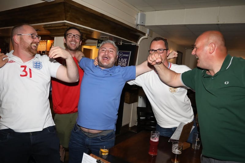 Celebrations after a second-half England goal
