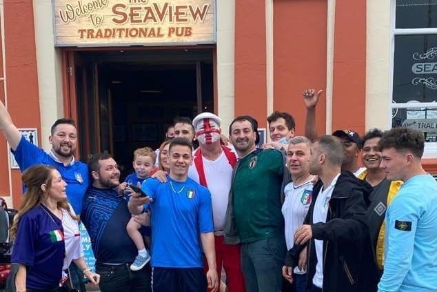 Members of Skegness' Italian community celebrating the final in Skegness.