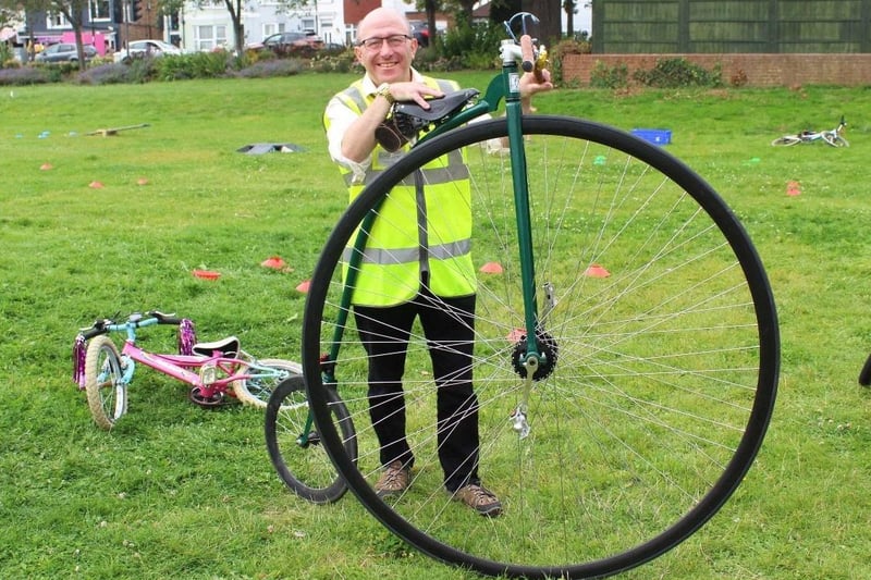 Councillor Robert Eggleston with a penny farthing. Picture: Burgess Hill Town Council.
