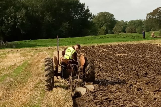 John Neill enjoying his first time ploughing