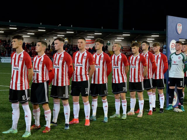 Derry City’s U19 starting eleven against Bohemians in the EA Sports U19 Enda McGuill Cup Final. Picture: George Sweeney. DER2143GS - 072