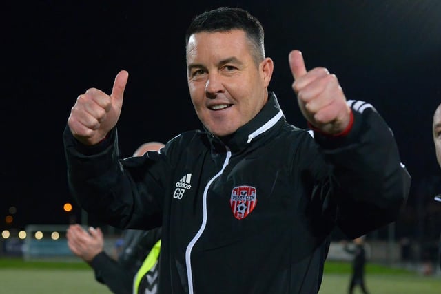 Derry City Under 19 manager Gerald Boyle celebrates winning the EA Sports U19 Enda McGuill Cup. Picture: George Sweeney.  DER2143GS - 080
