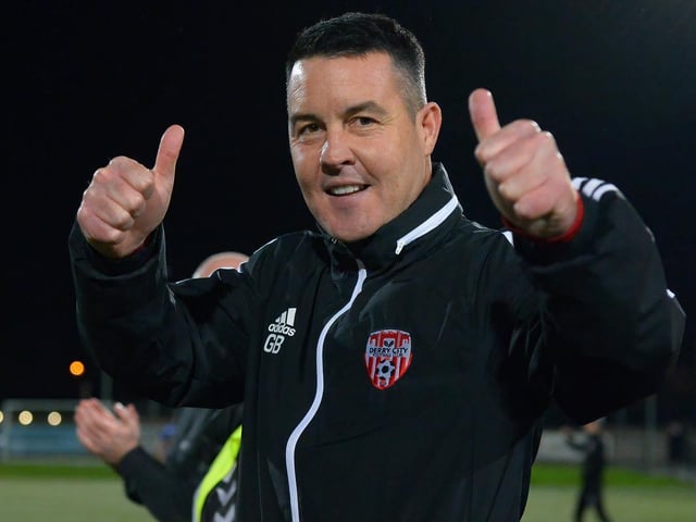 Derry City Under 19 manager Gerald Boyle celebrates winning the EA Sports U19 Enda McGuill Cup. Picture: George Sweeney.  DER2143GS - 080