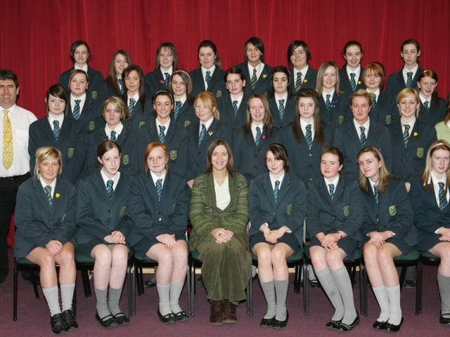 Thornhill College students with staff members John Gallagher, Catherine Montgomery and Carla Barry prior to the departure for their trip to Paris. (0704JB22)