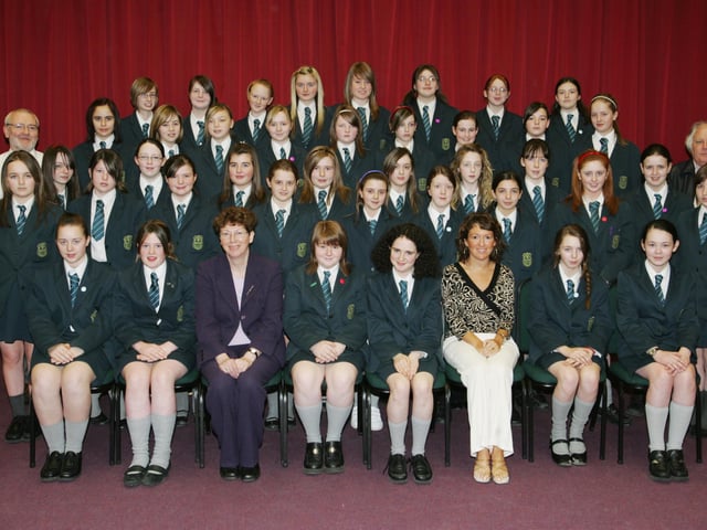Thornhill College students with staff members Eamon McAteer, Marian McAlinney, Sinead O'Doherty and Eamon McLaughlin prior to the departure for their trip to Holland, Belgium and Germany.  (0704JB23)