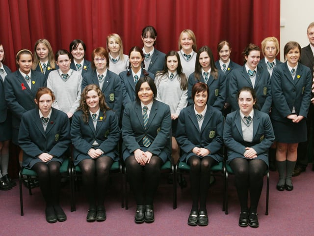 Thornhill College y13 and y14 political students witgh their teacher Jarlath Parlour who are travelling to Washington DC for a 5 day trip leaving this wednesday 1st March. (2802JB12)