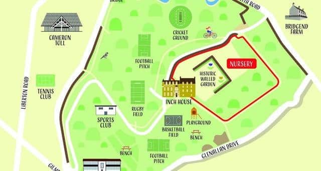 Map of Inch Park created by Elena Gardelli for Inch Community Association