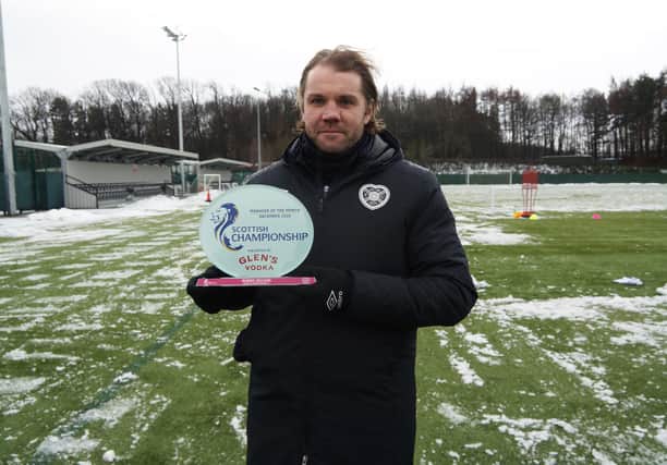 Hearts' Robbie Neilson has won the SPFL Championship Manager of the Month, presented by Glen's Vodka. Pic: Heart of Midlothian FC.