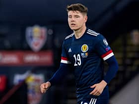 Hibs striker Kevin Nisbet in action for Scotland during the World Cup qualifier against Moldova at Hampden (Photo by Ross Parker / SNS Group)